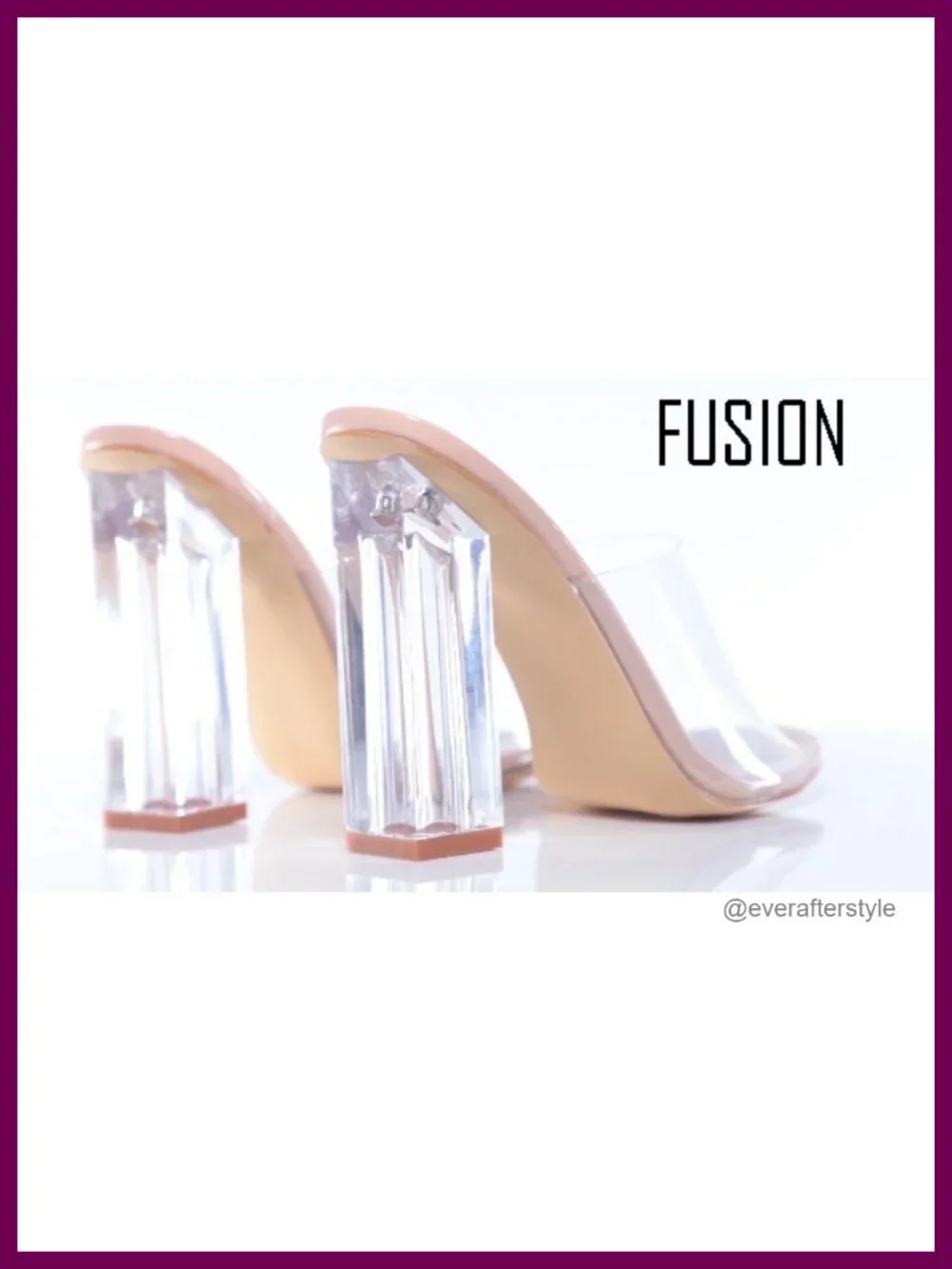 Fusion Chunky Block High Heels Open Toe Transparent Booties 4 Inch Heel